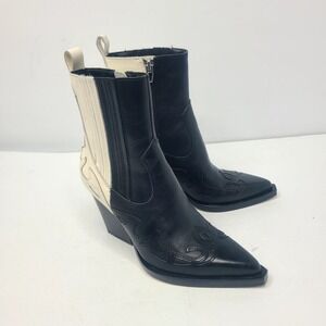 Dolce Vita Ramson Black White Color Block Western Ankle‎ Booties Goth Chic Sz 6